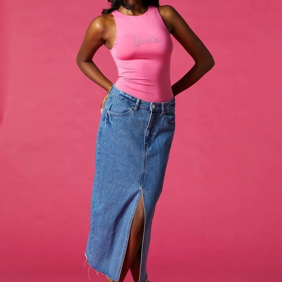 Barbie Rhinestone High Neck Bodysuit Pink Size Small - Picture 3 of 8